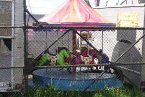 carousel in a junkyard