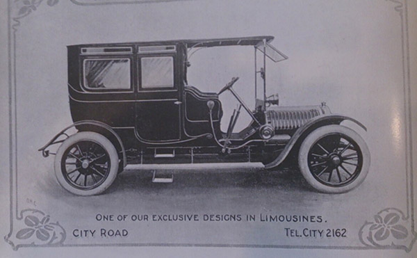 !910 advertisement for a Flood limousine