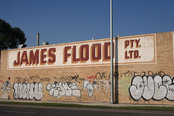 Large James Flood Pty Ltd sign
